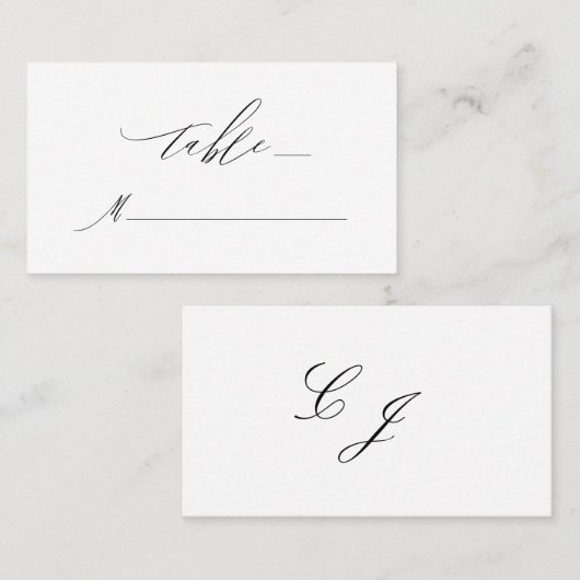 Elegante witte zwarte moderne script monogram brui plaatskaartje (Voorkant / Achterkant)