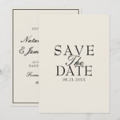 Elegante witte zwarte oude geld fancy retro bruilo save the date (Voorkant / Achterkant)