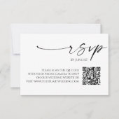 Elegante witte zwarte QR-code bruiloft RSVP-Kaart RSVP Kaartje (Voorkant)