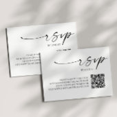 Elegante witte zwarte QR-code bruiloft RSVP-Kaart RSVP Kaartje