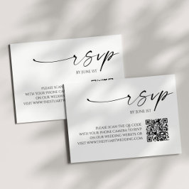 Elegante witte zwarte QR-code bruiloft RSVP-Kaart RSVP Kaartje