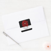 Elegante witte, zwarte, rode roos bloem bruiloft z vierkante sticker (Envelop)