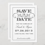 Elegante witte & zwarte 'Save the Date'-aankondigi Save The Date (Voorkant / Achterkant)