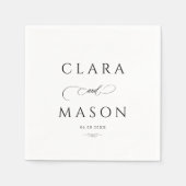 Elegante witte zwarte script bruiloft servet (Voorkant)