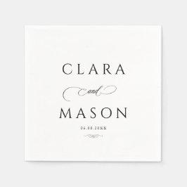 Elegante witte zwarte script bruiloft servet