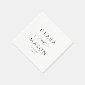 Elegante witte zwarte script bruiloft servet (Hoek)