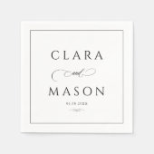 Elegante witte zwarte script bruiloft servet (Voorkant)