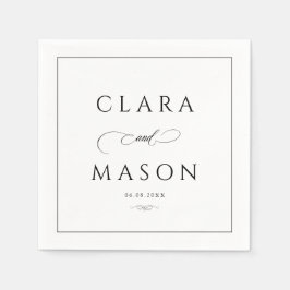 Elegante witte zwarte script bruiloft servet