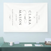 Elegante witte zwarte script bruiloft welkom spandoek (Beurs)