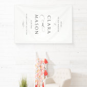 Elegante witte zwarte script bruiloft welkom spandoek (Insitu)