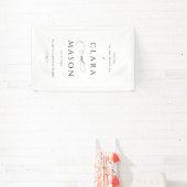 Elegante witte zwarte script bruiloft welkom spandoek (Insitu)