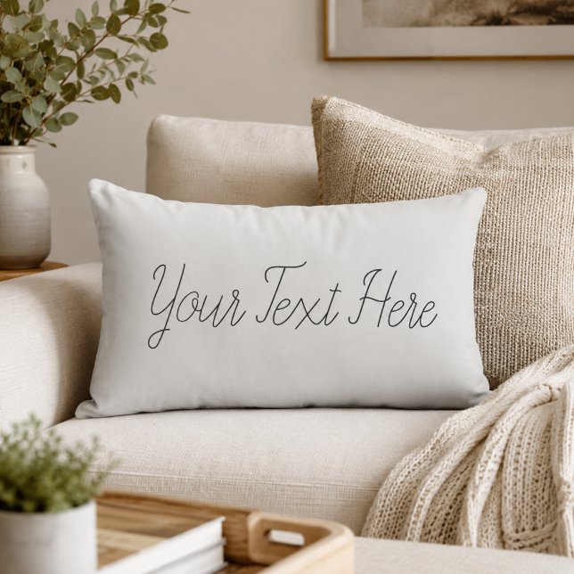 Elegante witte zwarte script gepersonaliseerde tek kussen (Creator heeft geüpload)