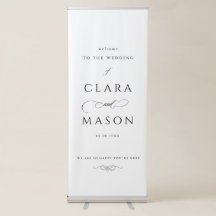Elegante witte zwarte script huwelijksontvangst