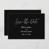 Elegante witte & zwarte script save the date (Voorkant / Achterkant)