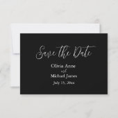 Elegante witte & zwarte script save-the-date save the date (Voorkant)