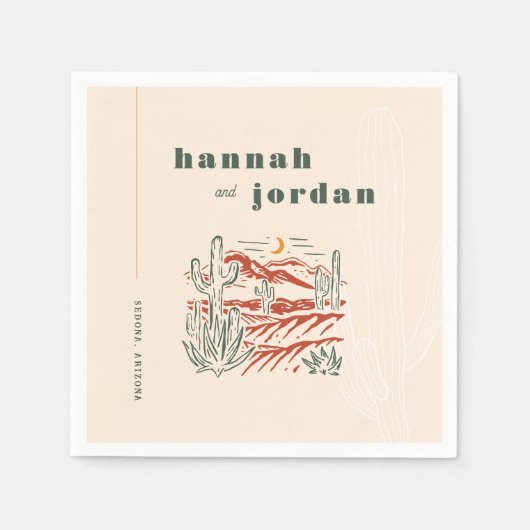Elegante woestijn cactus bruiloft servetten (Voorkant)