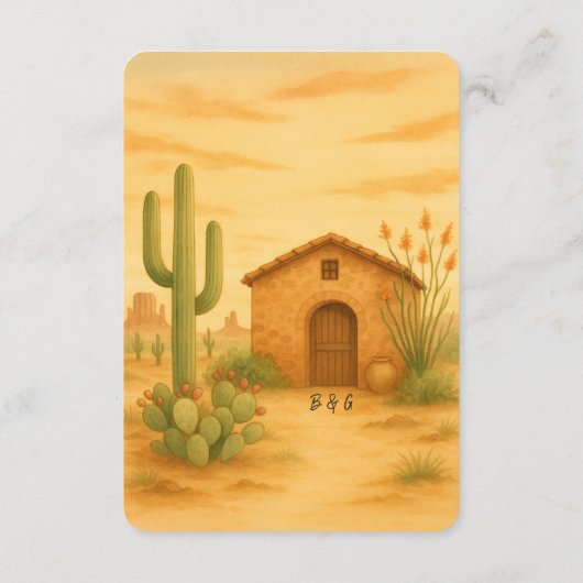 Elegante Woestijn Zuidwesten bruiloft Golden Sunse Informatiekaartje (Achterkant)
