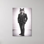 Elegante Wolf in Klassiek Pak Portret Canvas Afdruk (Voorkant)