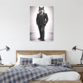Elegante Wolf in Klassiek Pak Portret Canvas Afdruk (Insitu (Slaapkamer))