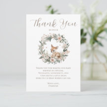 Elegante Woodland Baby Shower Bedankje