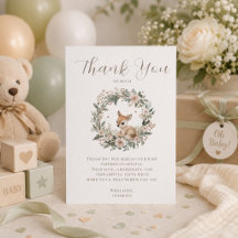 Elegante Woodland Baby Shower Bedankje