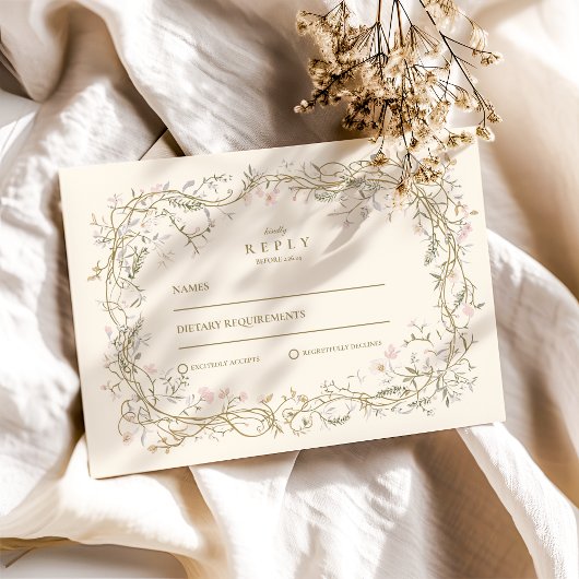 Elegante Woodland Fern bruiloft RSVP Kaartje