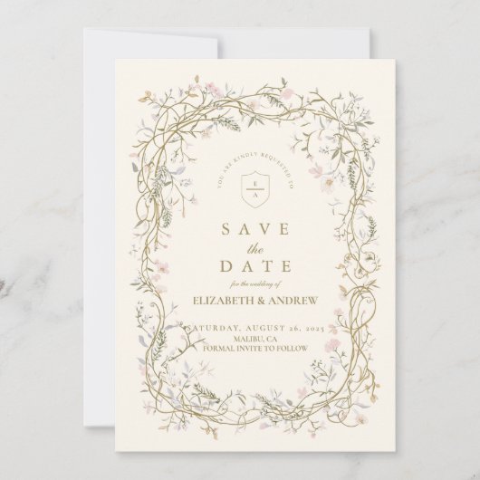 Elegante Woodland Fern bruiloft Save The Date (Voorkant)