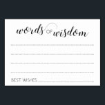 Elegante Woorden van Wijsheid Bruiloft Advies Kaar Kaart<br><div class="desc">Deze elegante minimalistische Woorden van Wijsheid kaarten zijn de perfecte aanvulling op uw bruiloft receptie of bruids/bruiloft douche. Dit ontwerp is voorzien van een combinatie van handschrift en blokletters in zwart. Er is ruimte beschikbaar voor gasten om hun huwelijksadvies en hun naam (en) achter te laten.</div>