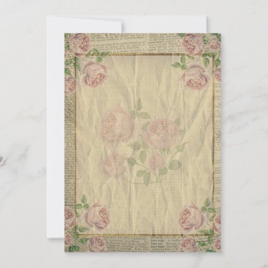 Elegante woordenboekdruk en Rozen repetitie Kaart (Achterkant)