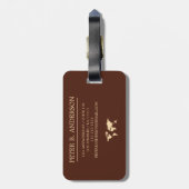 Elegante World Traveller Kaart Hout Monogrammed Na Bagagelabel (Achterkant verticaal)