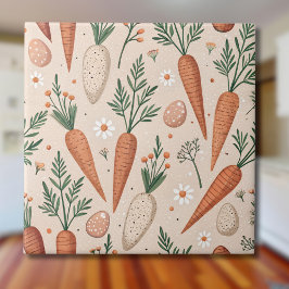 Elegante Wortelen met Bloesems en Kleine Eieren Tegeltje