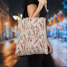 Elegante wortelen met bloesems en kleine eitjes tote bag