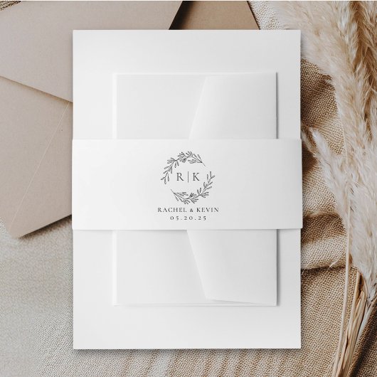 Elegante Wreath Bruilofts Monogram Uitnodigingen Wikkel