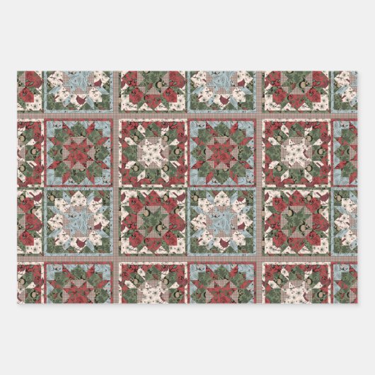 Elegante Xmas Bos Dieren Patchwork Inpakpapier Vel (Voorkant)