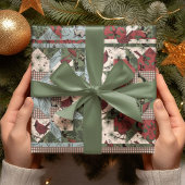 Elegante Xmas Patchwork Quilt met bosdieren Cadeaupapier