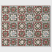 Elegante Xmas Patchwork Quilt met bosdieren Cadeaupapier (Vlak)