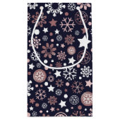 Elegante xmas roos gouden metallic sneeuwvlokken klein cadeauzakje (Achterkant)