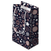 Elegante xmas roos gouden metallic sneeuwvlokken klein cadeauzakje (Achterkant Gekanteld)