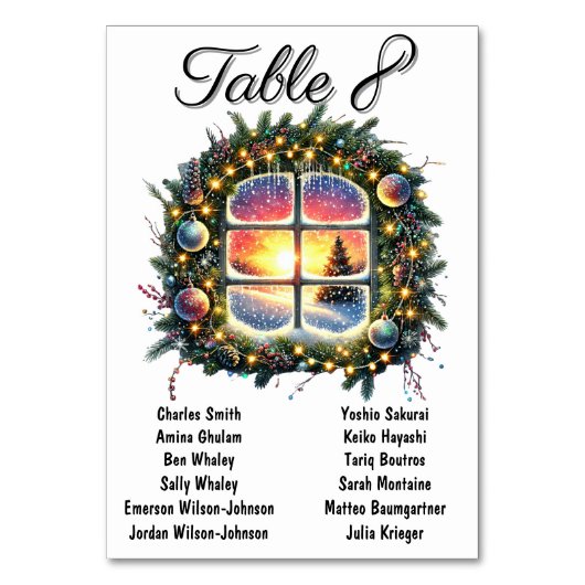 Elegante Xmas Trouwtafel Zitting Grafiek Kaarten (Voorkant)