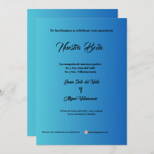 Elegante y Moderna Invitation Kaart (Voorkant / Achterkant)