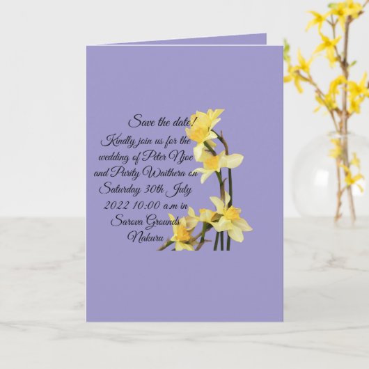 Elegante Yellow Daffodil bruiloft Save the Date Ka Kaart (Gele Bloem)