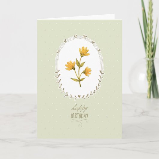 Elegante Yellow Flower Verjaardag Kaart (Voorkant)