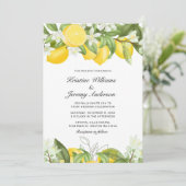 Elegante Yellow Lemons Waterverf bruiloft Kaart (Staand voorkant)