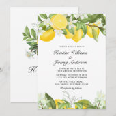 Elegante Yellow Lemons Waterverf bruiloft Kaart (Voorkant / Achterkant)