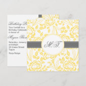 Elegante Yellow Rose Design verjaardagsuitnodiging Kaart (Voorkant / Achterkant)