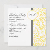 Elegante Yellow Rose Design verjaardagsuitnodiging Kaart (Achterkant)