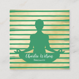 Elegante yoga groene turquoise gouden verf gestree vierkante visitekaartje