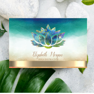Elegante Yoga-instructeur Blauwe Lotus Visitekaartje