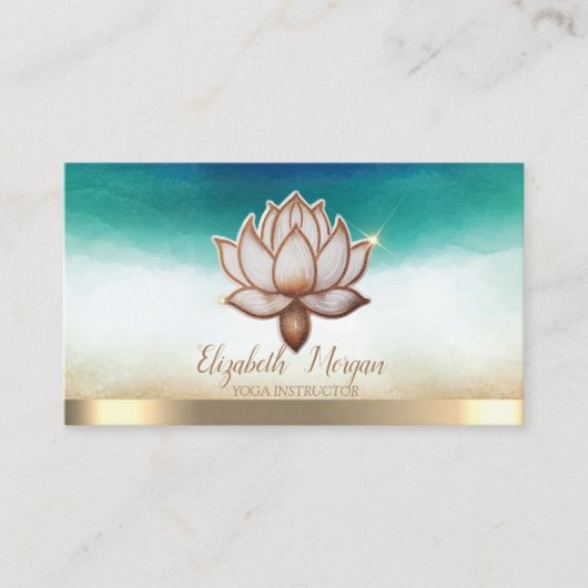 Elegante Yoga Instructeur Bruine Lotus Visitekaartje (Voorkant)