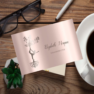 Elegante Yoga Rose Goud Boom Vrouwen Silhouet Visitekaartje